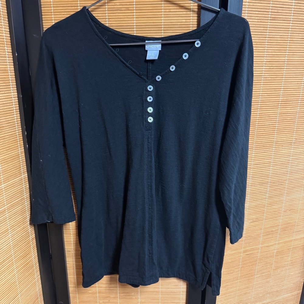 Chico's Black Buttoned 3/4 Sleeve